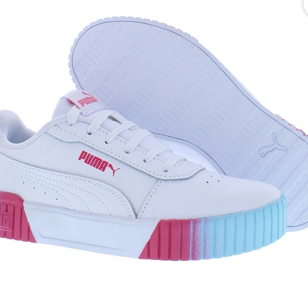 PUMA White Sneakers with Pink and Blue Accents